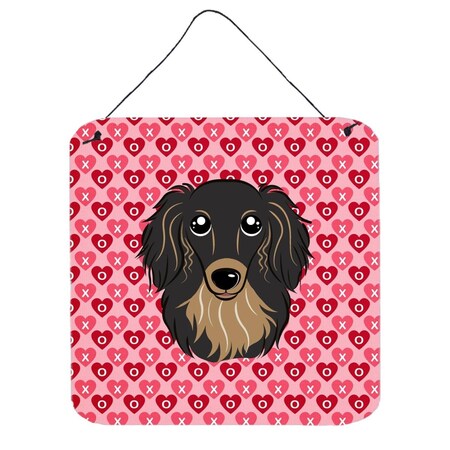 Carolines Treasures Longhair Black & Tan Dachshund Hearts Wall or Door Hanging Prints BB5283DS66